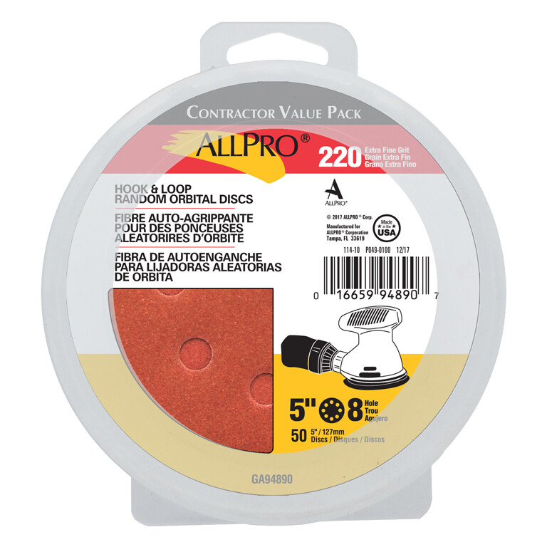 ALLPRO Standard 5" Hook & Loop Discs 50pk