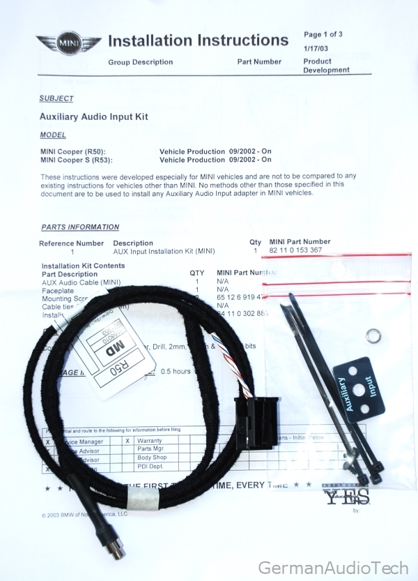 MINI COOPER CD PLAYER RADIO AUX AUXILIARY INPUT ADAPTER KIT IPOD IPHONE ANDROID