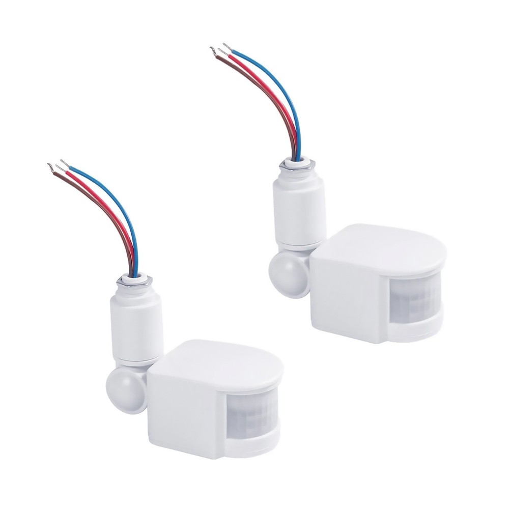 2pcs PIR Motion Sensor Switch For Ambient Light: 2LUX~2000LUX (Adjustable)