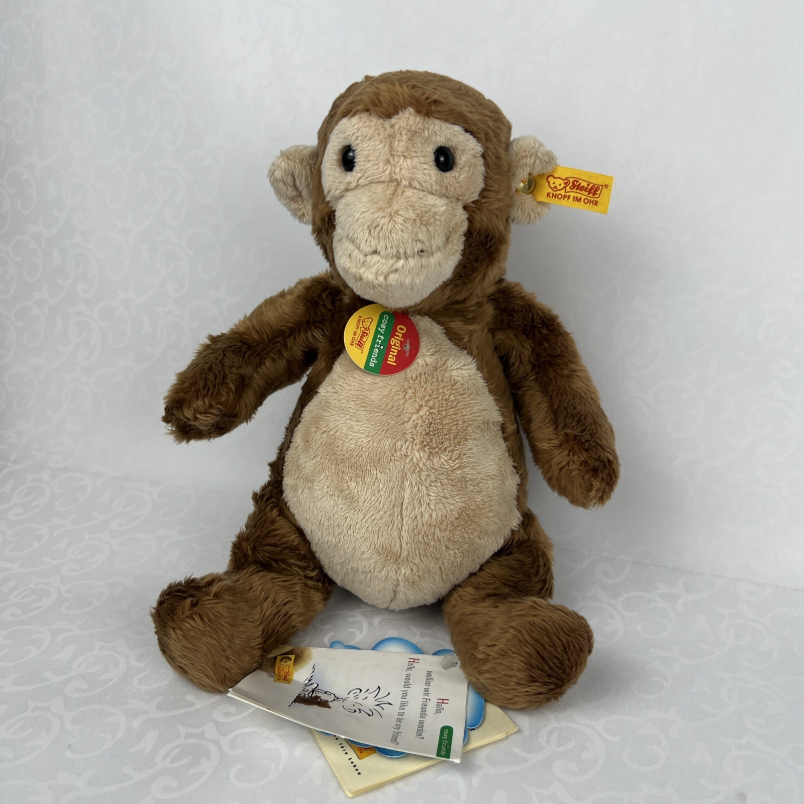 NWT VTG Steiff Original Cosy Friends Monkey 11" Plush Soft Toy Stuffed Animal
