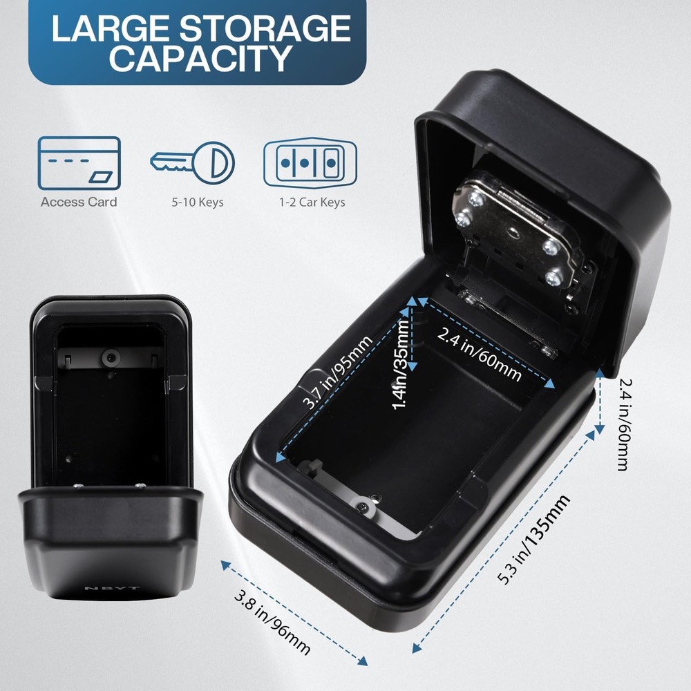 Key Lock Box for Outside, Keybox,Wall Mounted Key Safe Box, Weatherproof, 4 D...