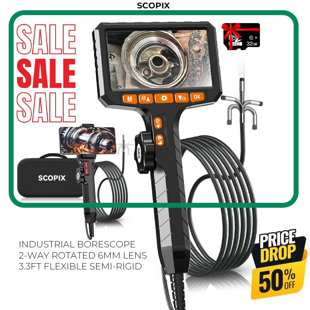 Articulating Borescope Endoscope Inspection Camera 3.3FT Flexible Snake Camera