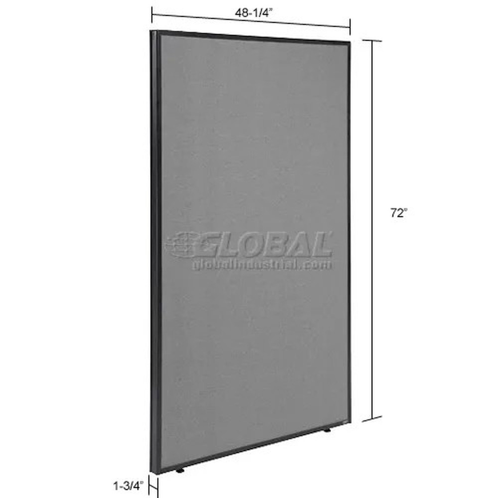 Interion? Office Partition Panel, 48-1/4"W x 72"H, Gray