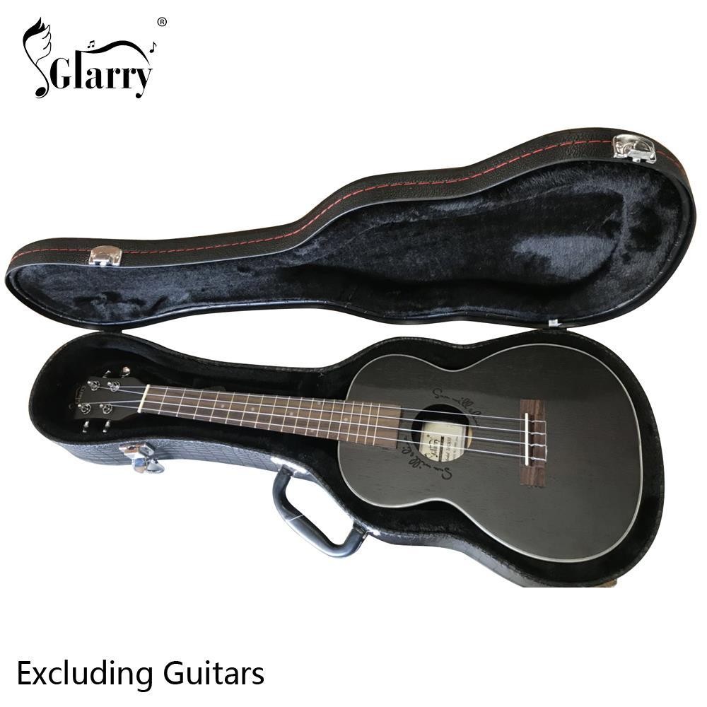 Glarry 26" Tenor Black Protable Hard Shell Ukulele Case Hardshell Wood
