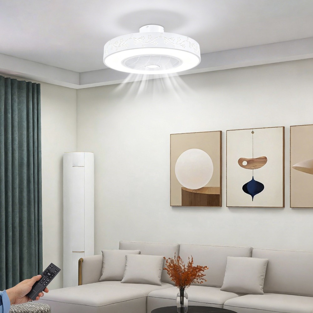 22" Ultra-thin LED Ceiling Fan Light Remote Control Flush Mount Ceiling Fan Lamp