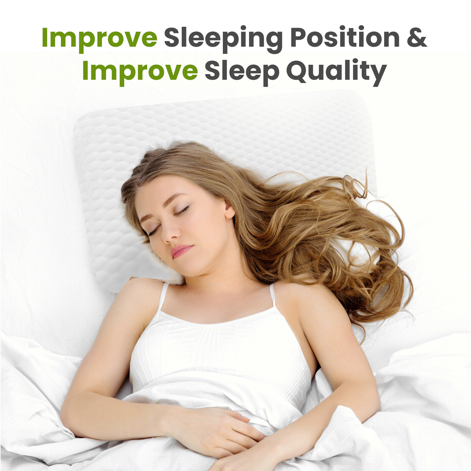 Cooling Memory Foam Pillow with Pillowcase - Neck Support for Side Sleepers
