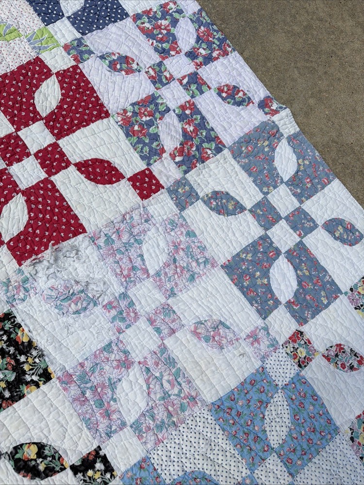 VTG Small Patchwork Cotton Quilt 74" X 58"