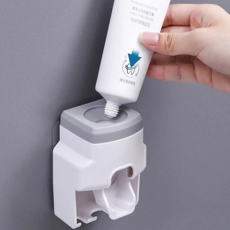Automatic Toothpaste Dispenser Set Wall-Mounted Extruder Plastic No-Punch Lazy M