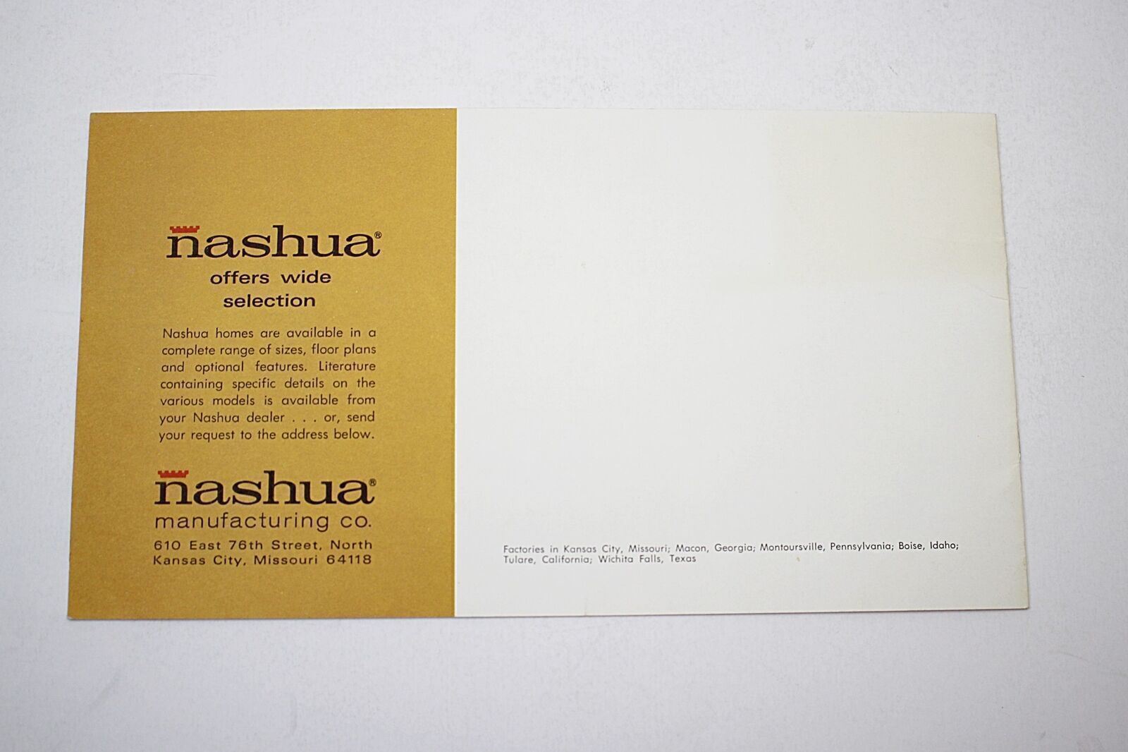 1966 Nashua Mobile Homes Color Ad Brochure Mid-Century Modern #8