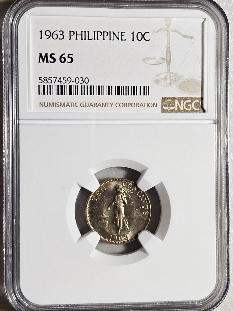 Philippines 10 Centavos 1963 NGC MS 65