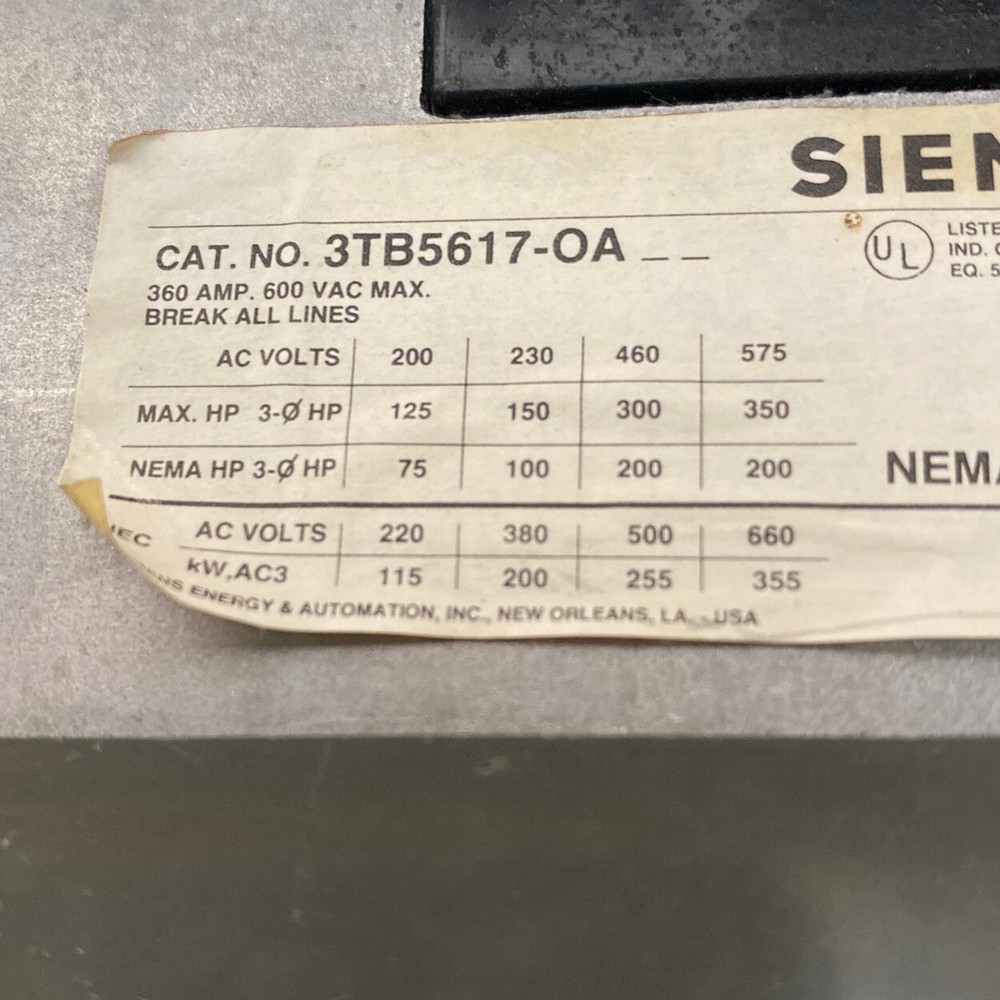 Siemens 3TB5617-OA Contactor