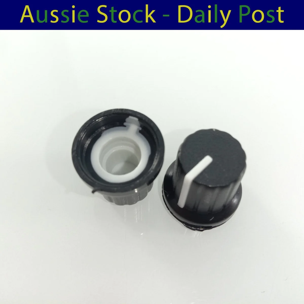 10pcs 6mm Diameter Shaft Hole Plastic Threaded Knurled Potentiometer Knobs Caps