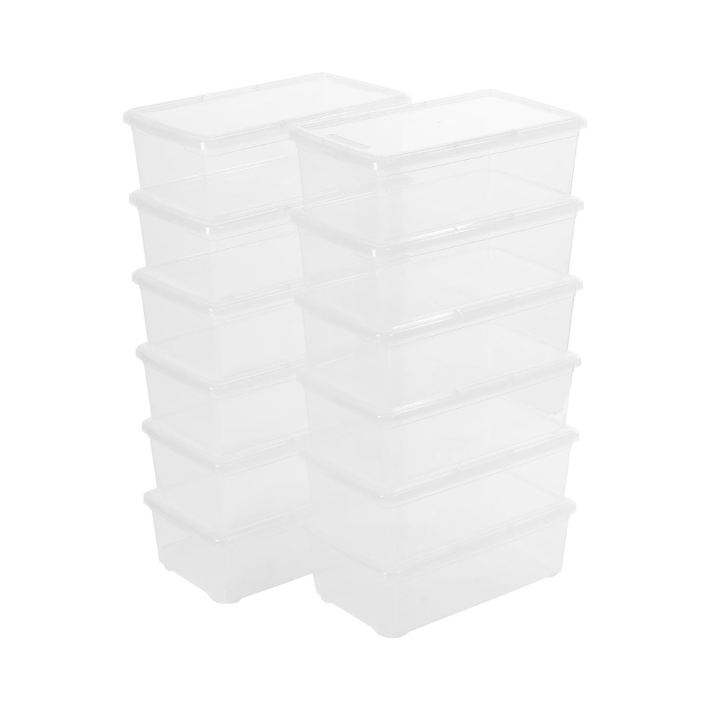 novelinks 6 QT Clear Storage Box Stackable Plastic 6 Qt - 12 Pack