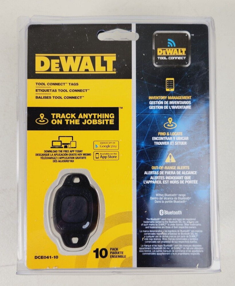 DeWalt DCE041-10 Tool Connect Tag Set - 10-Pack for Easy Tool Tracking