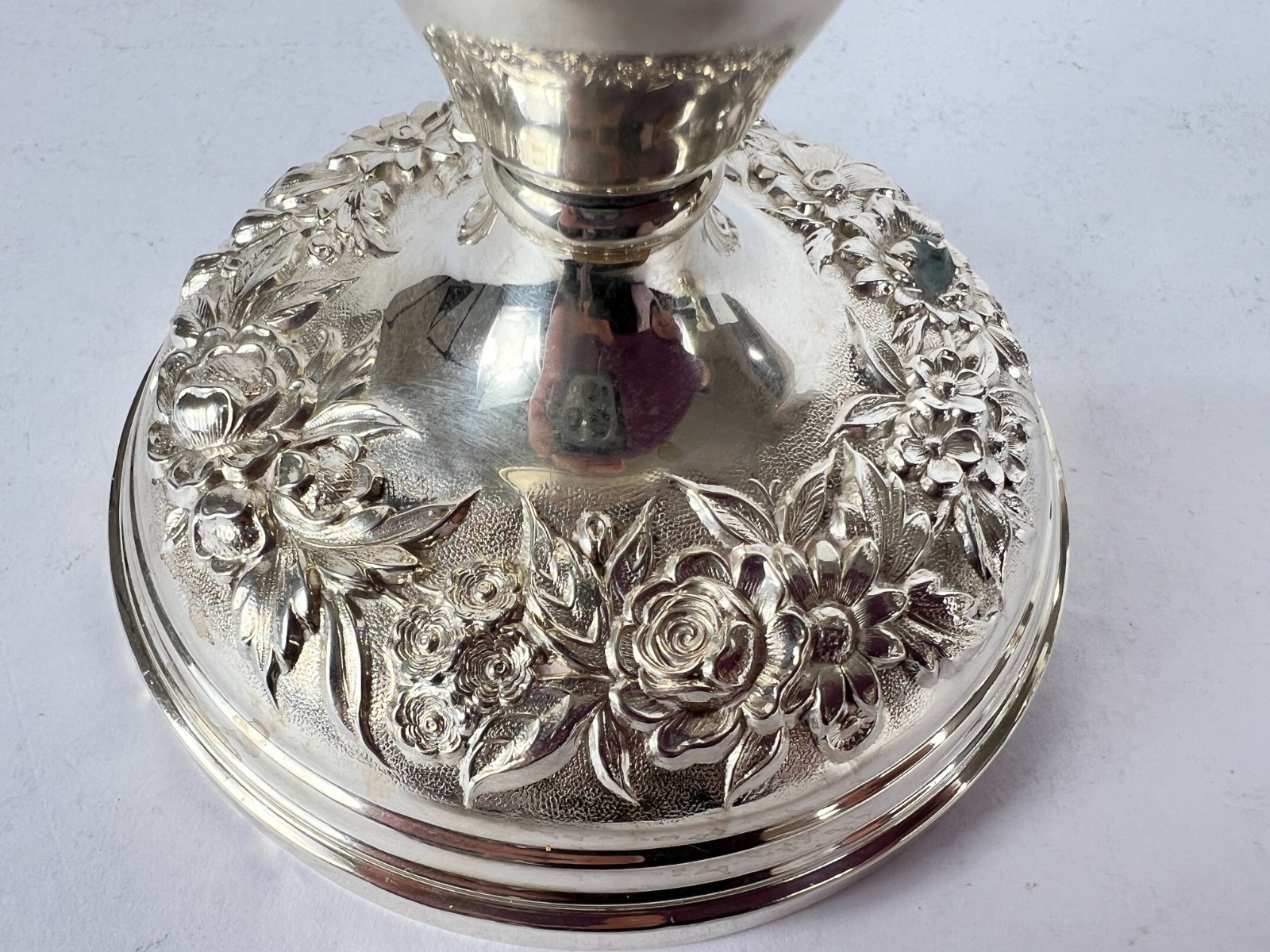 Vintage Sterling Silver S. Kirk & Son Repousse #2 Short Candlesticks - 3.5"