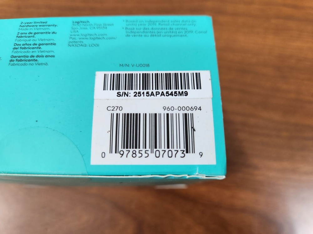 Logitech C270 Web Camera ~ Widescreen HD Video Calling ~ New In Sealed box