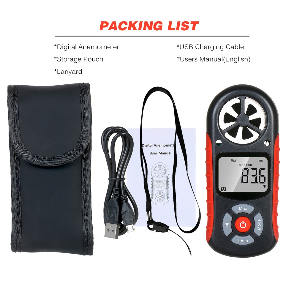 8 In 1 Digital Anemometer Handheld Wind Speed Meter Measuring Wind Speed Tool..