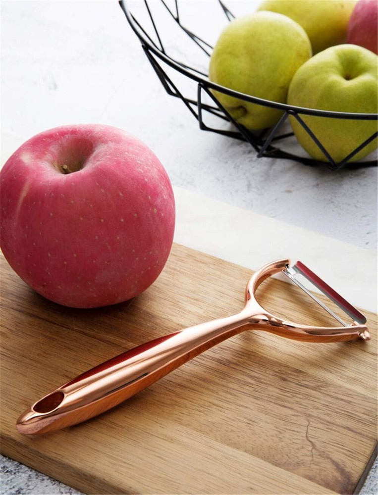 Chef Select Super-Sharp Y-shaped Vegetable Peeler, Copper-plated, Hole for hang
