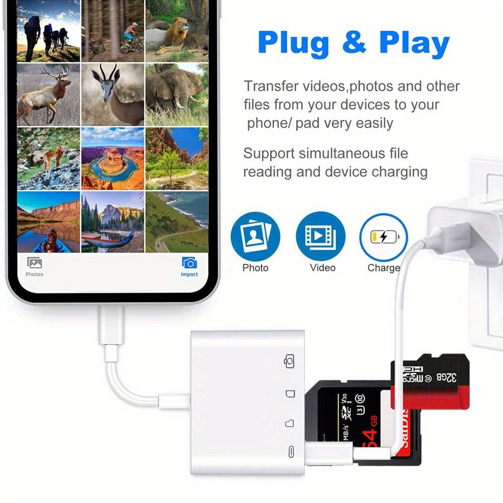4 in 1 OTG Adapter USB3.0 Flash Drive SD/TF Card Reader For iPhone14-6/iPad US🔥