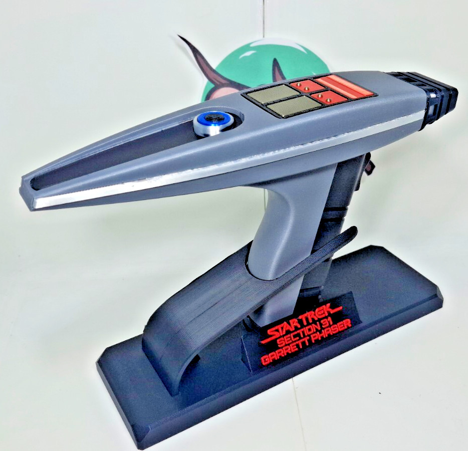 Star Trek Section 31 Garrett Phaser Replica - Static wth Movable Trigger & Stand