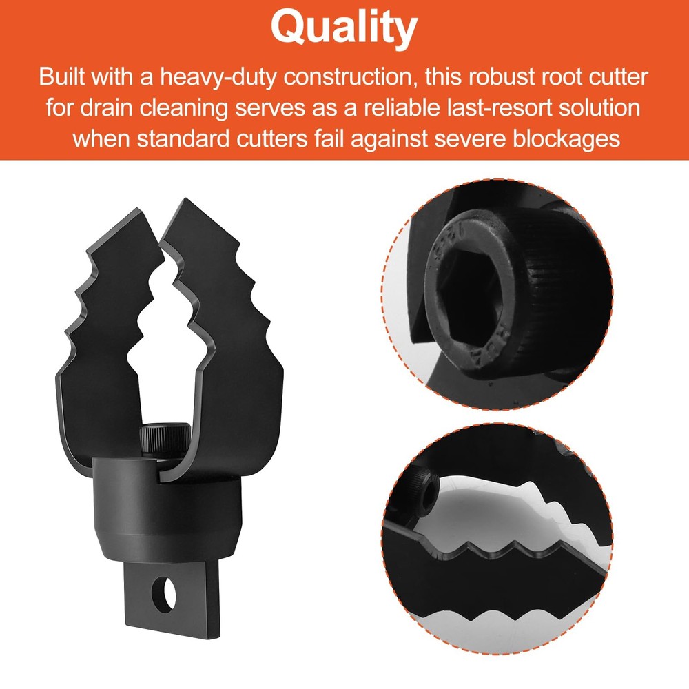 U type Drain Cutter 2UC, Root Cutter for Drain Cleaning -Black