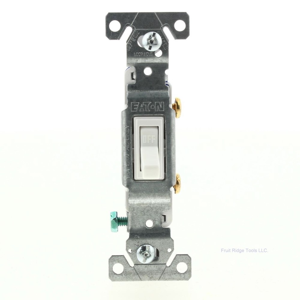 Eaton White Framed Toggle Wall Light Switch Single Pole 15A 120V Bulk 1301-7W