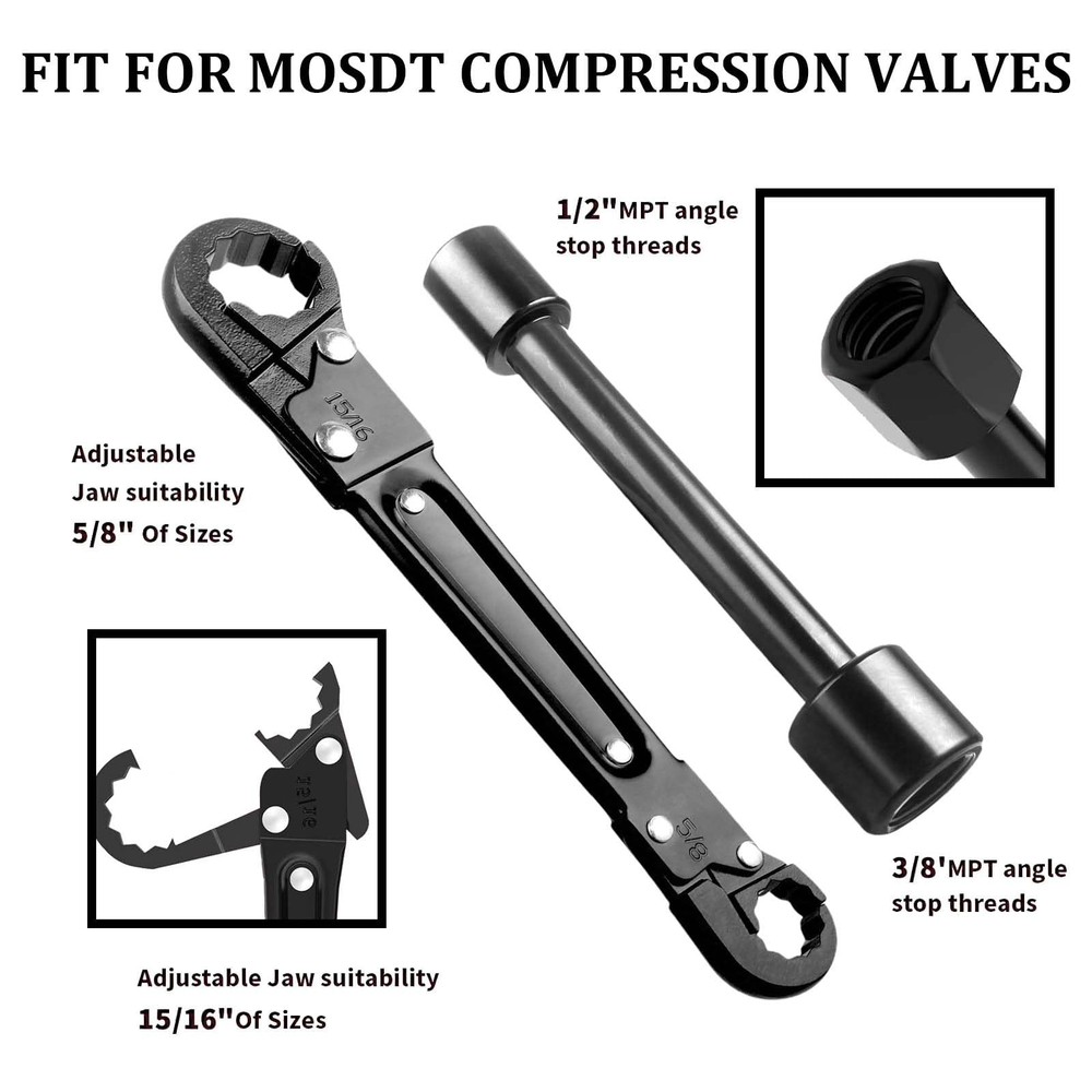 MultiFunctional Angle Stop Wrench Kit Plumbing Tools Compression Fittings