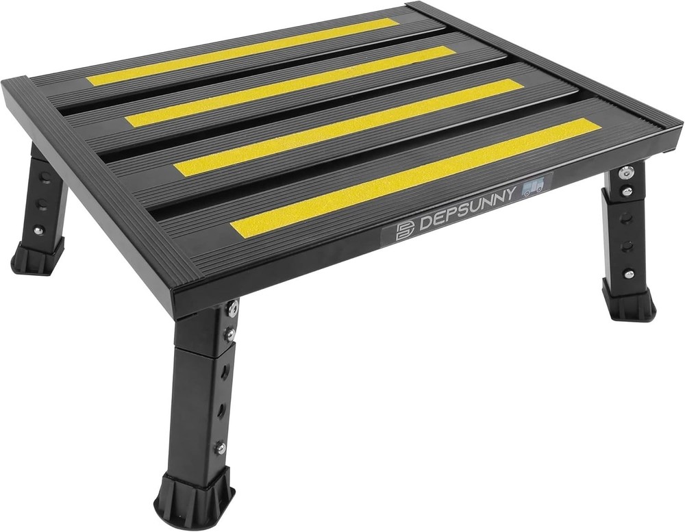 Adjustable Height Aluminum RV Step Stable Foldable Platform Step Stool 1,000lb