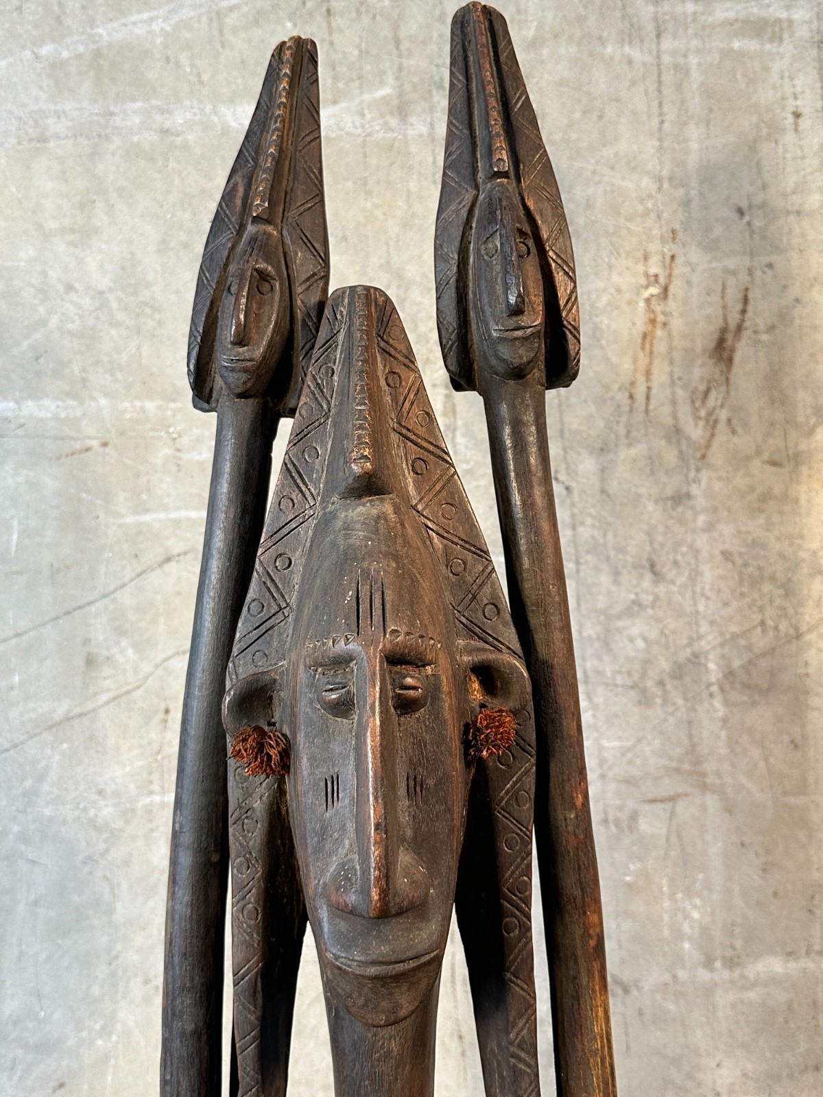 AFRICAN SCULPTURE - Large Bamana Rhythm Pounder Female Janus 19th C 38"