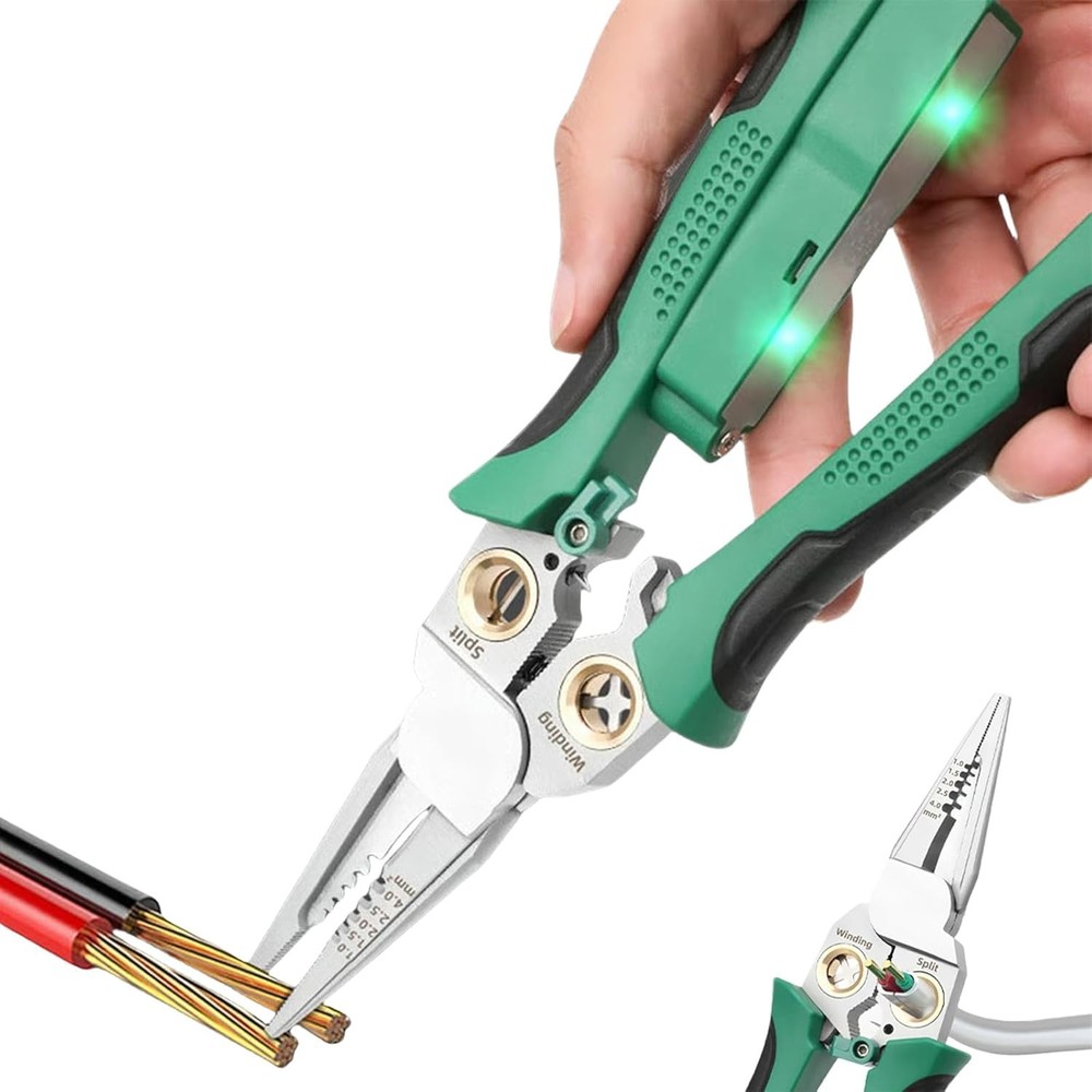 8 In 1 Wire Stripper With Voltage Tester, Multi-Function Electric Green