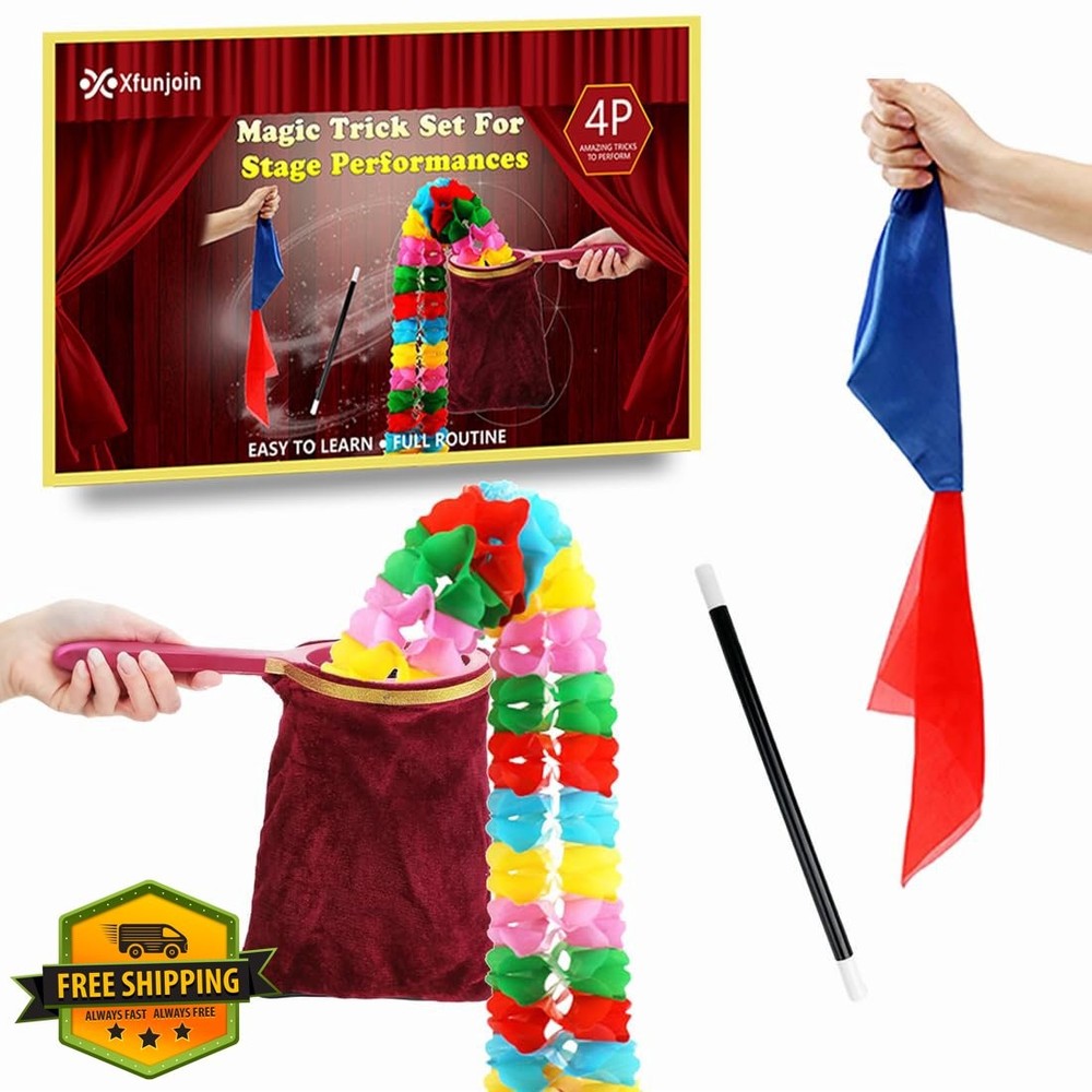 Xfunjoin Magic Trick Set Stage Performance Easy Beginner Magic Kit Change Bag