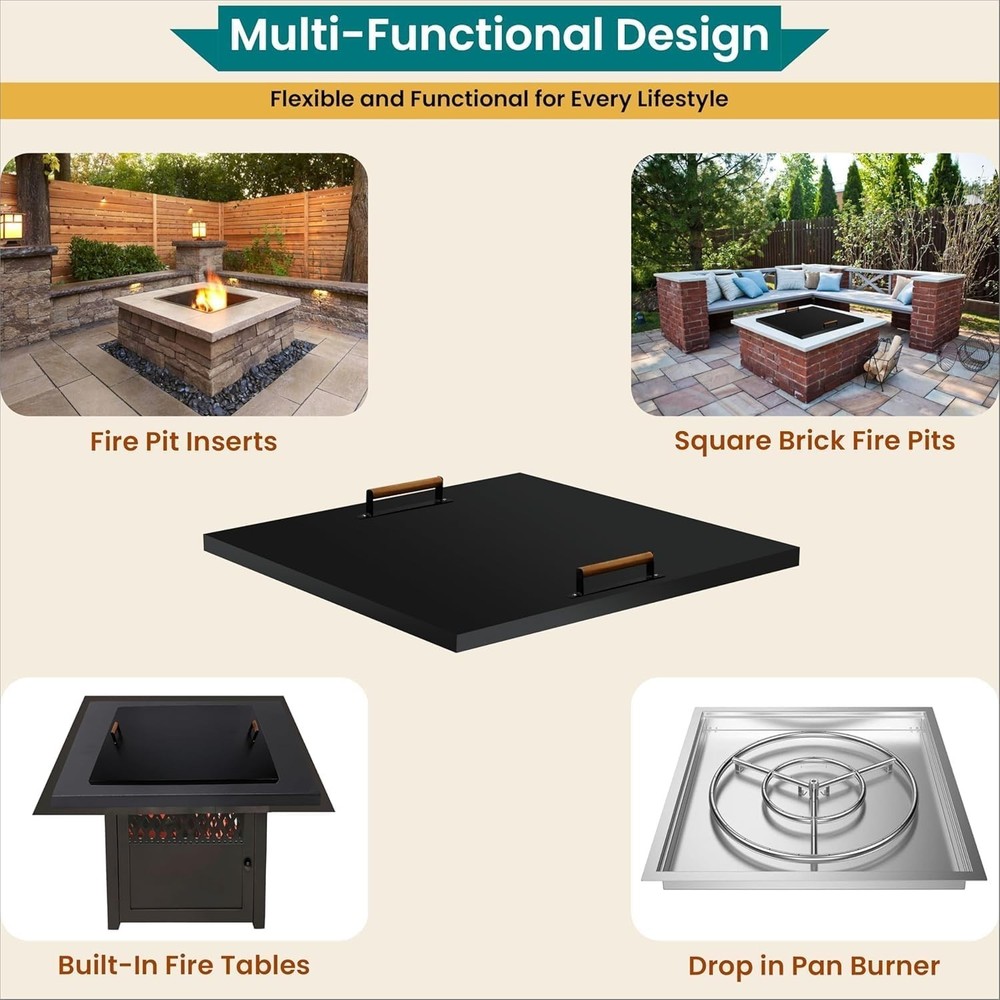 FEBTECH - Steel Fire Pit Lid - 42 x 42 Inch - Fire Pit Lid - 1.5 mm Thickness