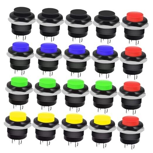 /20Pcs 16MM Momentary Push Button ON Off Switch SPST Multicolored-20PCS