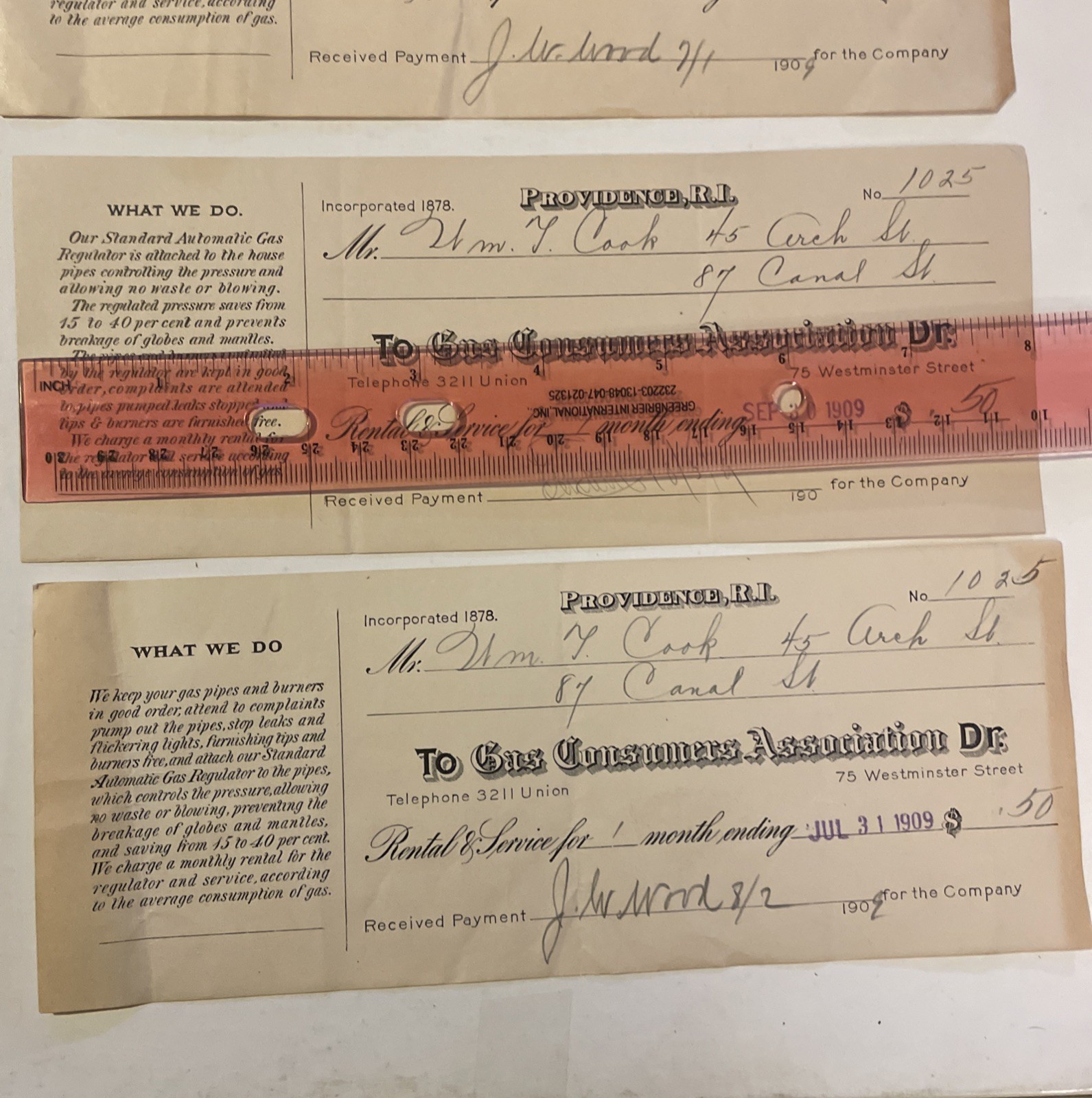 (3) 1909 Providence Rhode Island Gas Consumers Association 75 Westminster St Rec