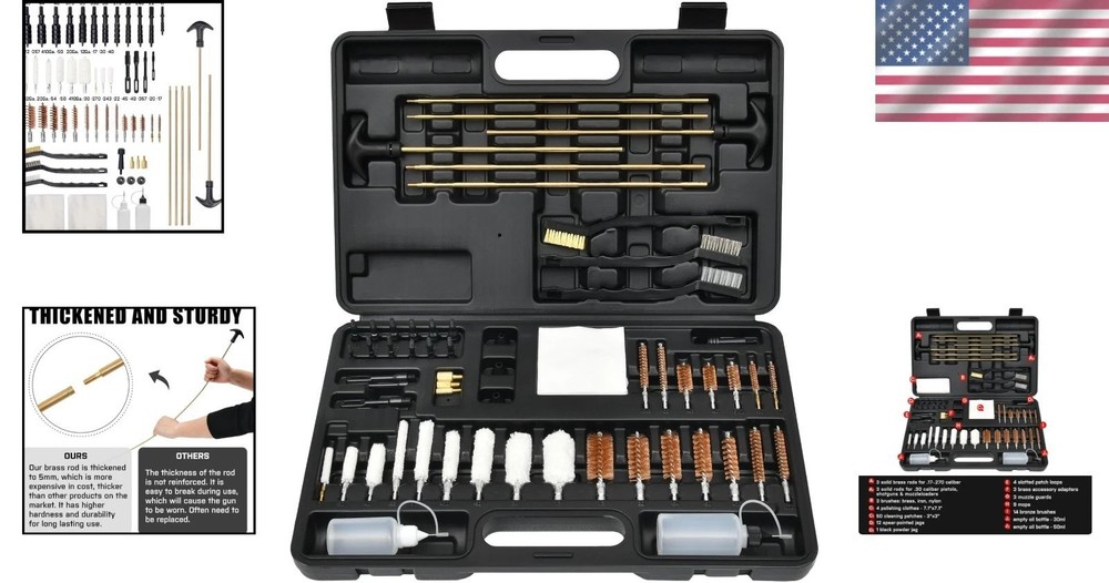 Complete Gun Maintenance Kit - Brass Rods, Brushes & Storage Case for Easy Use