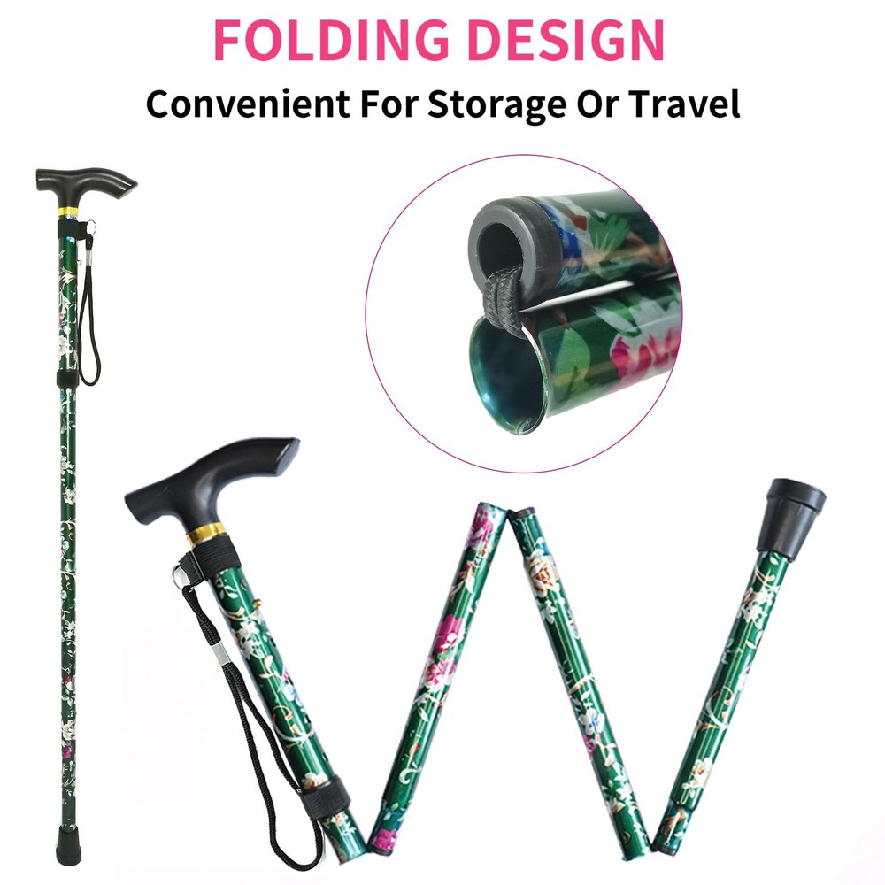 Folding Cane, 5-Level Adjustable Height Lightweight Portable Foldable Walking...