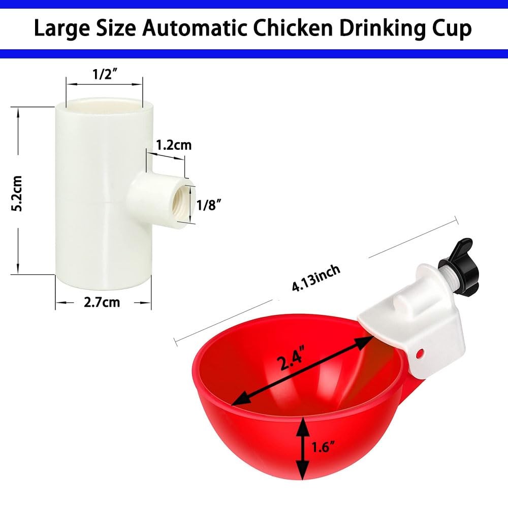 Complete Set Pipeline Automatic Chicken Watering System, 1/2" PVC Tee Fitting...