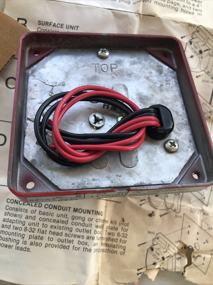Vintage Faraday 3410 Basic Unit RED Bell 4" 6v .4 amps fire school NOS