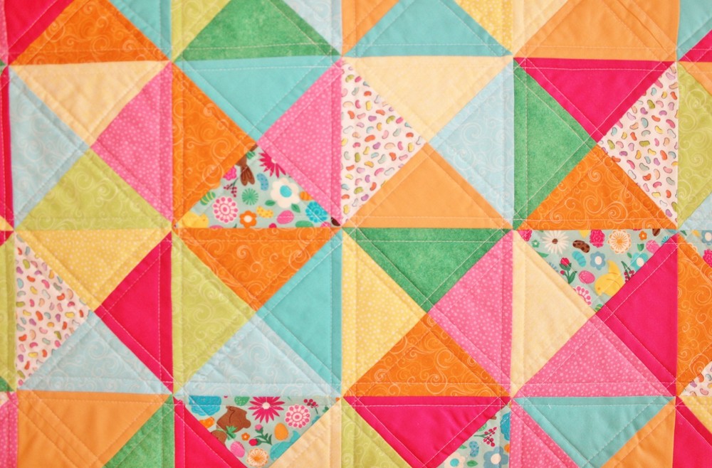 Springtime Bunnies & Jellybeans Handmade Table Quilt