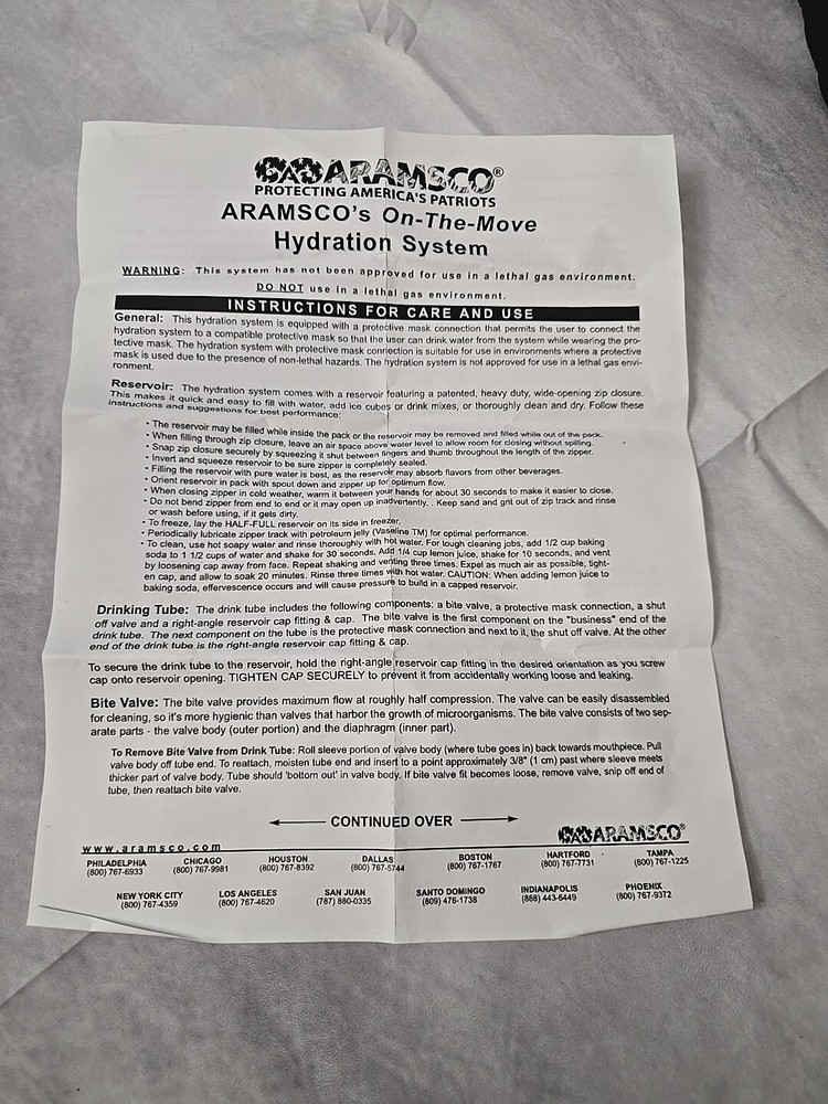 Aramsco Hydration Backpack Unit Only Black