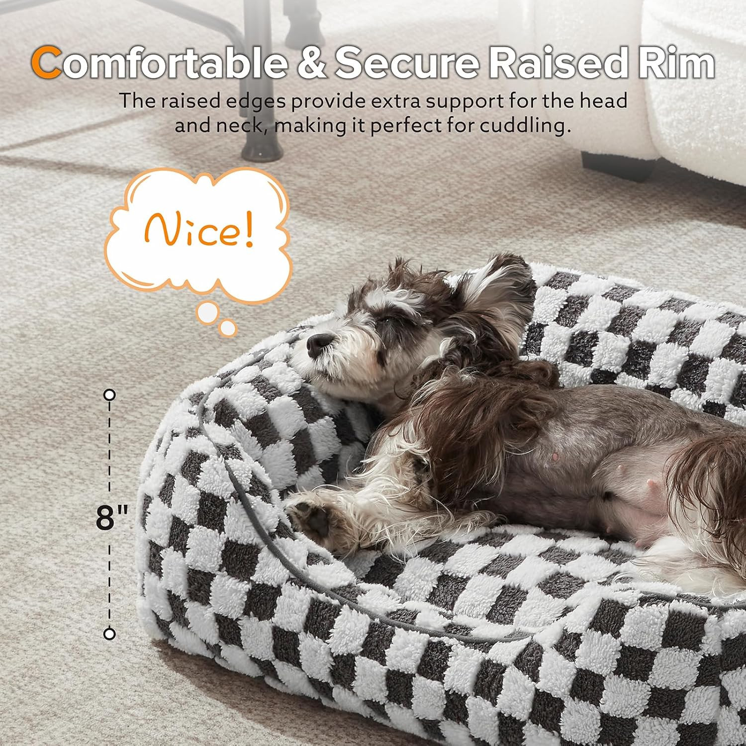 Dog Bed for Large Medium Small Dogs - Rectangle Orthopedic Dog Sofa Bed, Cute Mo
