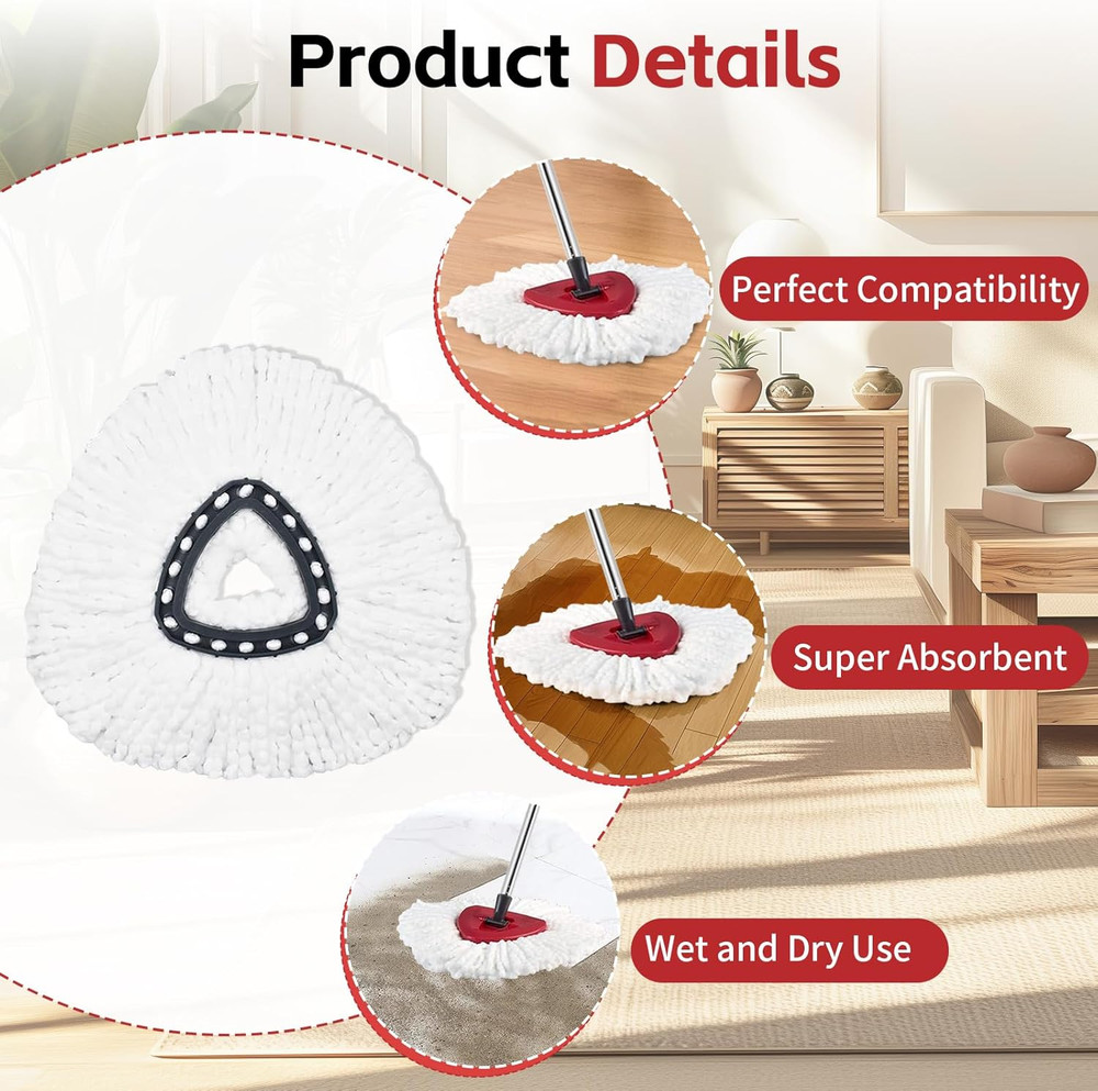 Spin Mop Head, Base, Handle Replacement for O-Ceda Easywring Microfiber