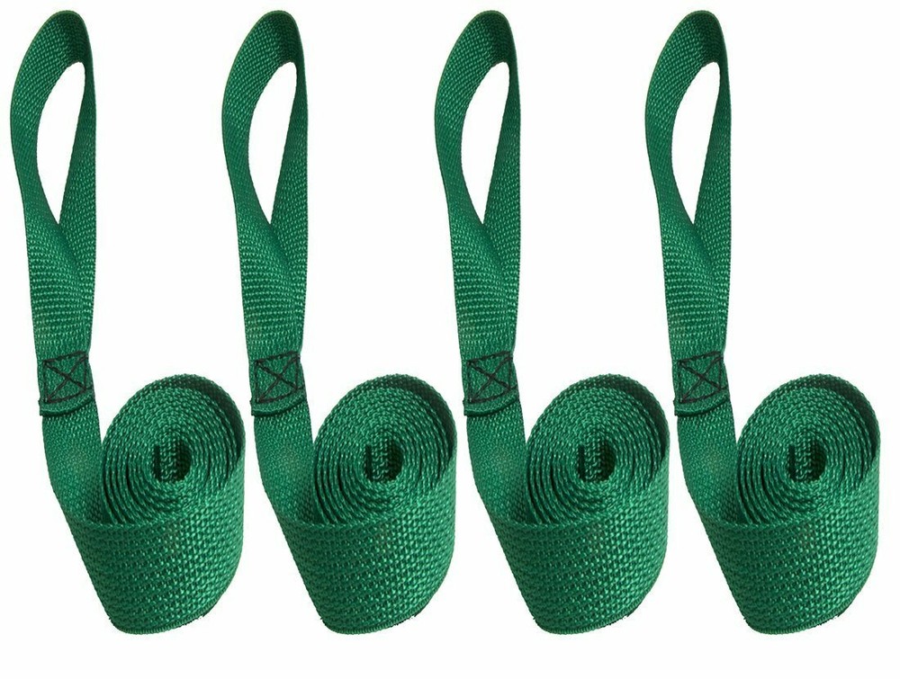 Sail Ties 55", Box Stitched 1" Polypropylene Webbing - Green - 4 Pc. Set