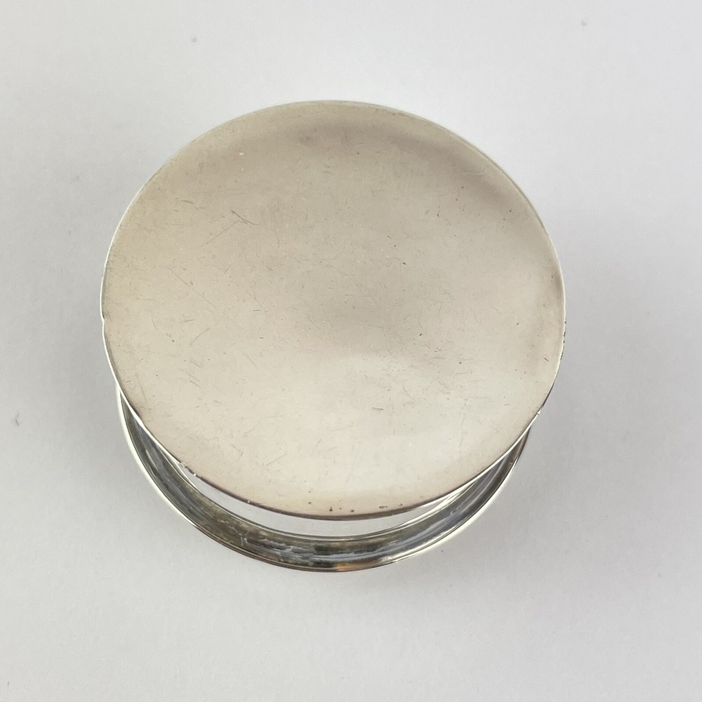 Antique Solid Silver Enamel Pill Box Armorial John William Barrett 1920 3.8cm