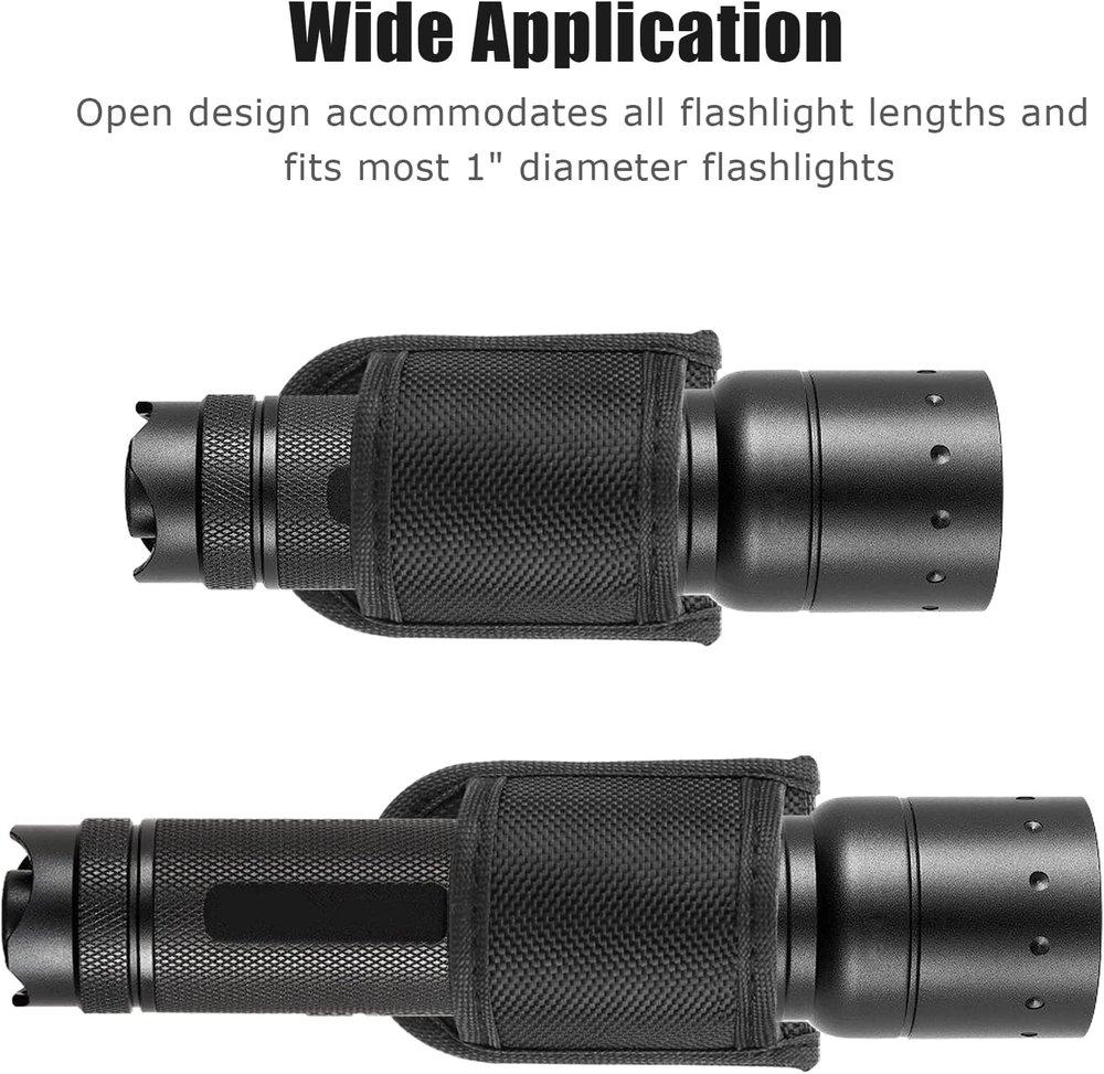Flashlight Holster for Duty Belt, Open Top D Cell Compact Light Holder Case, Nyl