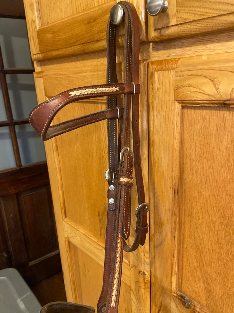 vintage King headstall Sliester leather hackamore