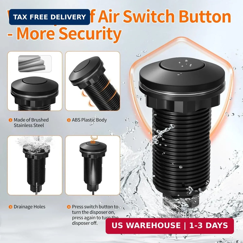 Joinfworld Garbage Disposal Air Switch Kit Waterproof Garbage Disposal Button Ki