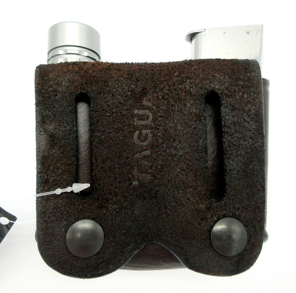 TAGUA Brown Leather Magazine & Flashlight Carrier for GLOCK DOUBLE STACK 9mm