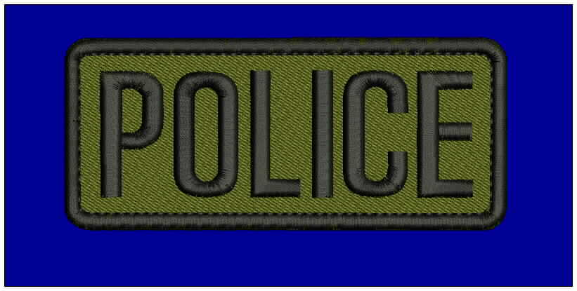 POLICE EMBROIDERY PATCH 2X5 HOOK ON BACK OD GREEN/BLK