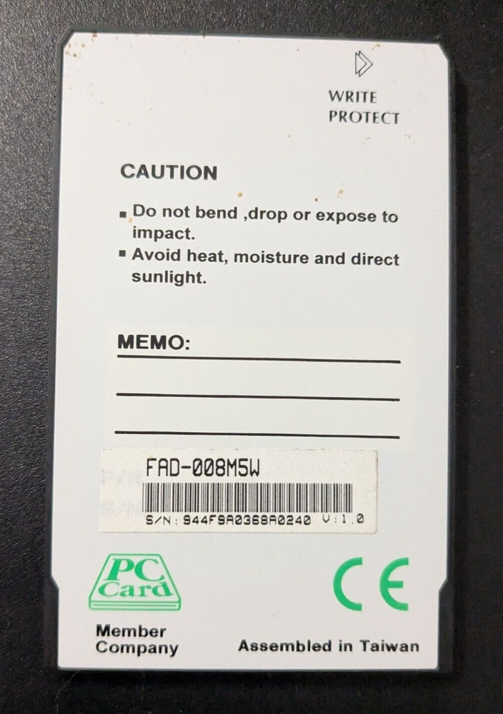 8MB AMD Type D 5V Linear Memory Flash PCMCIA Card FAD-008M5W for Alesis QSR